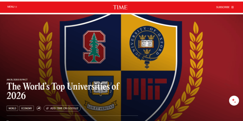 美国《时代周刊》发布2026全球大学排名：牛津力压藤校登顶世界第一！